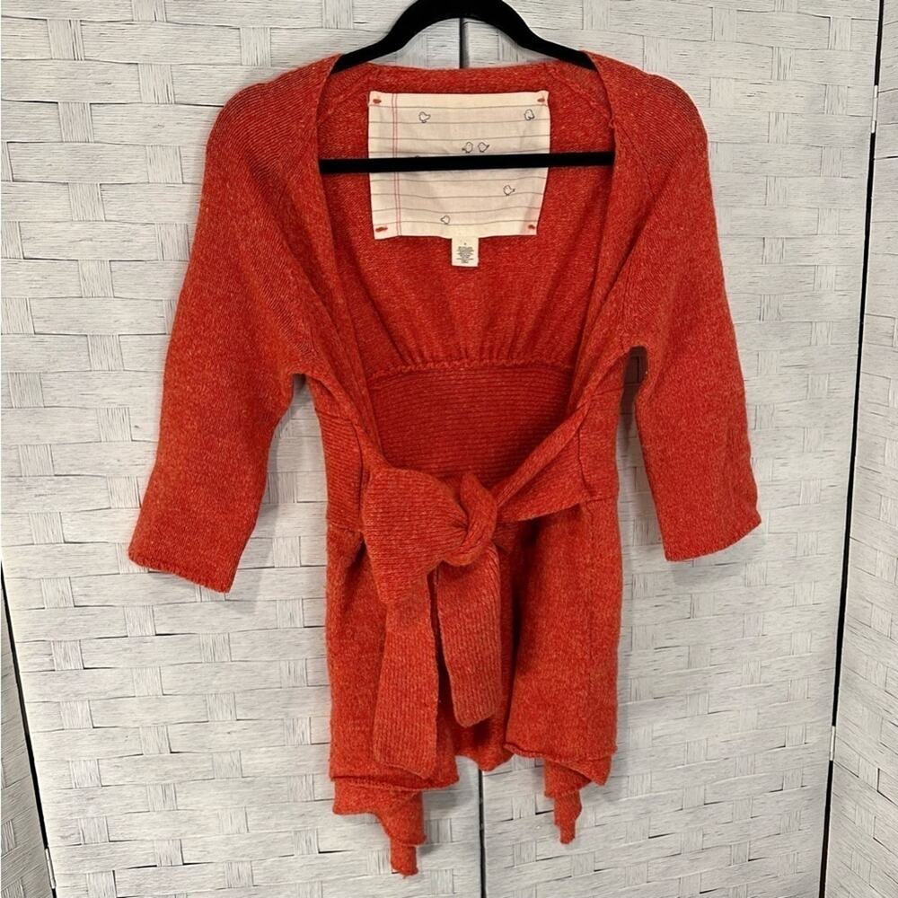 Anthropologie Birds on a Wire Women’s wool Cardigan orange academia cottagecore